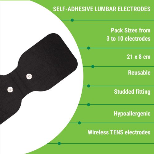 Wireless Black Large Lumbar TENS Electrodes 