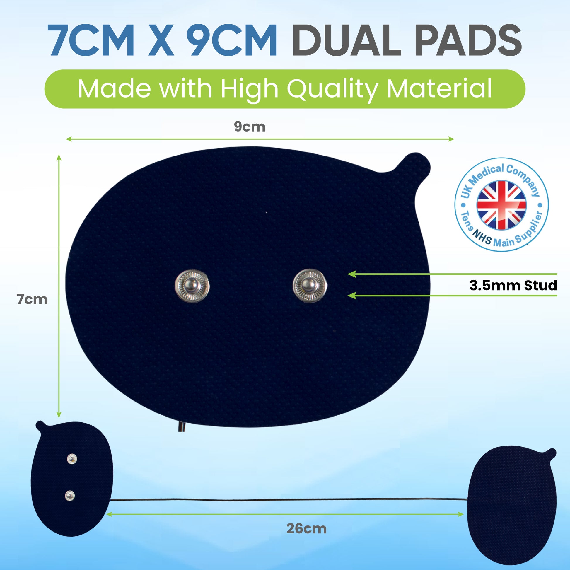 7cm x 9cm dual electrodes