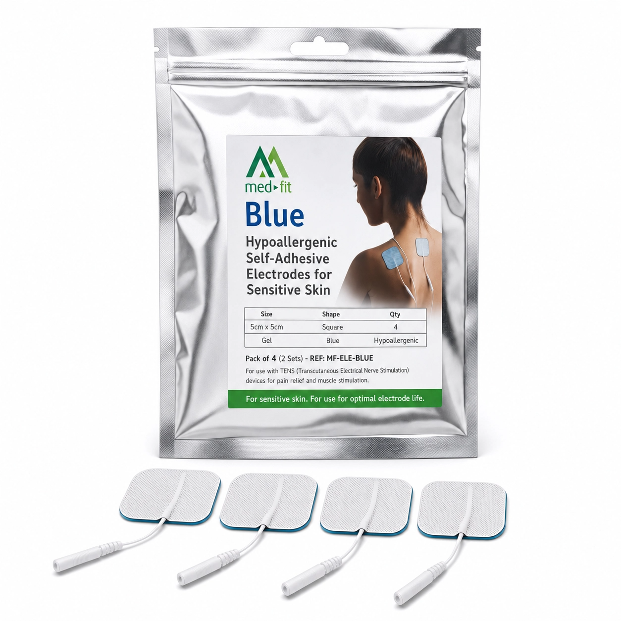 Sensitive Skin Wired TENS Electrodes 5cm x 5cm