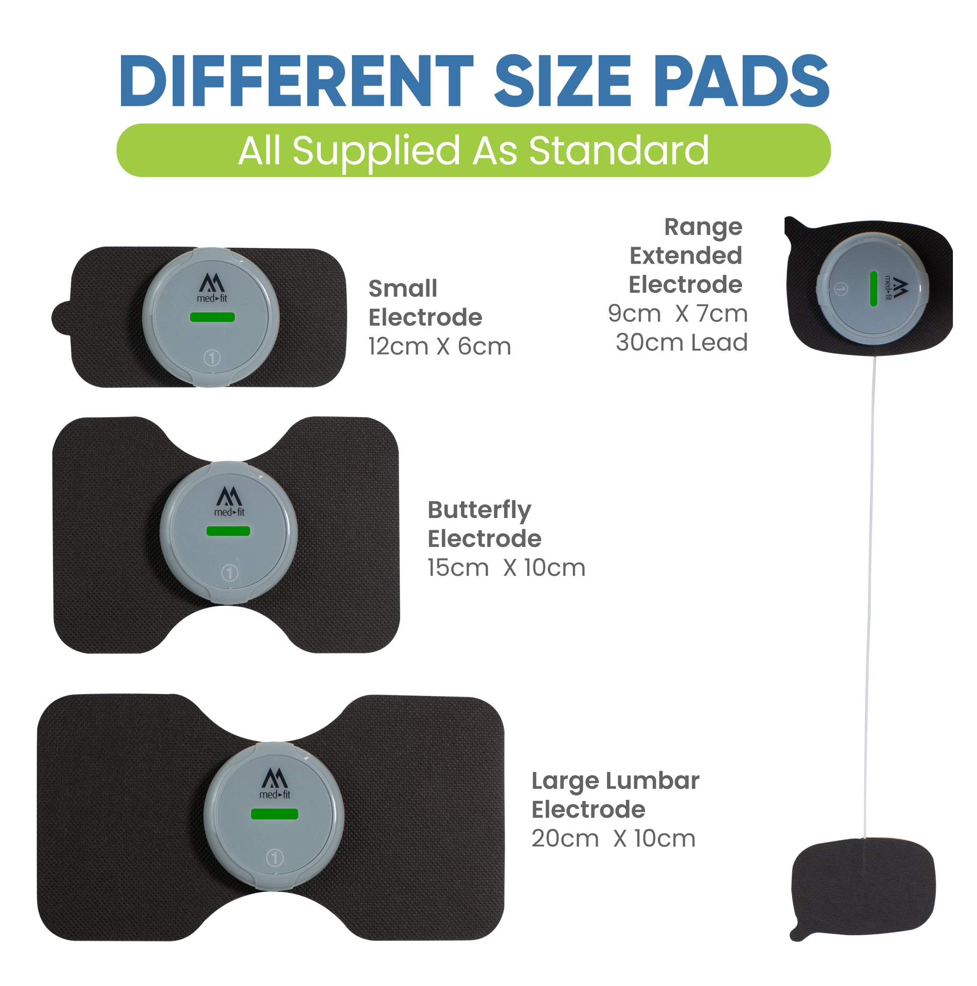 combo 3 tens ems and massage machine electrode sizes
